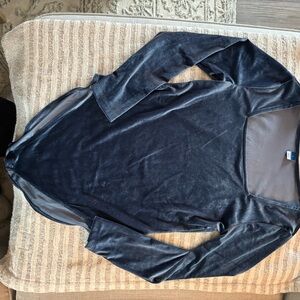 Blue Velvet Long Sleeve Bodysuit